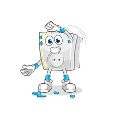 electric socket stretching character. cartoon mascot vector