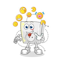 electric socket laugh and mock character. cartoon mascot vector