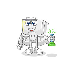 electric socket scientist character. cartoon mascot vector