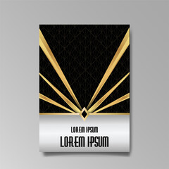 Art Deco A4 page template, retro style for web and print, city and the lights pattern with golden lines