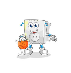electric socket dribble basketball character. cartoon mascot vector