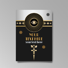 Art Deco template golden-black white, A4 page, menu, card, invitation,