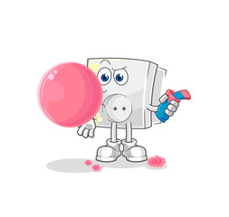 electric socket chewing gum vector. cartoon character