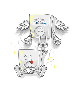 electric socket spirit leaves the body mascot. cartoon vector