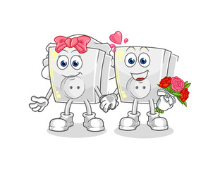 electric socket wedding cartoon. cartoon mascot vector