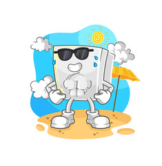 electric socket sunbathing in summer. character vector