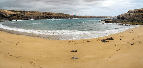 Aguadulce beach with golden sand in Grand Canary island