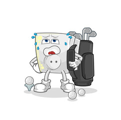 electric socket with golf equipment. cartoon mascot vector