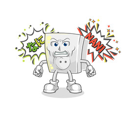 electric socket anime angry vector. cartoon character