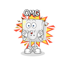 electric socket Oh my God vector. cartoon character