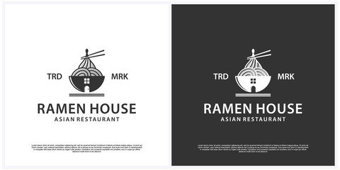 Ramen house logo template. Japanese ramen noodles restaurant logo template.