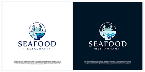 Seafood logo or sign fish market and restaurant emblem template Premium Vector