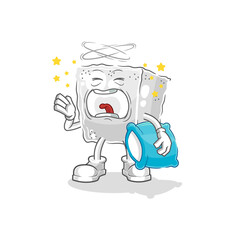 sugar cube yawn character. cartoon mascot vector