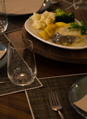 Boiled Fish with Rice, Potatoes and vegetables, Braga, Portugal.