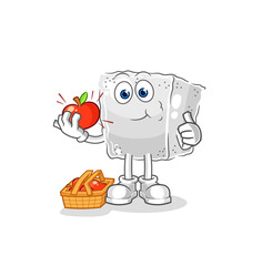 sugar cube eating an apple illustration. character vector
