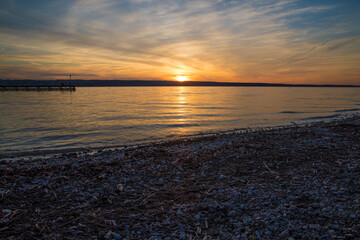 Ammersee, Bayern, abendrot, meer, wasser, ozean, sonne, beach, himmel, sonnenaufgang, natur, cloud, welle, landschaft, orange, welle, abend, cloud, küste, see, rot, abenddämmerung, horizont, licht, 