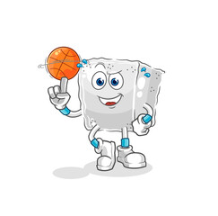 sugar cube playing basket ball mascot. cartoon vector