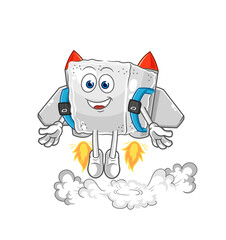 sugar cube with jetpack mascot. cartoon vector