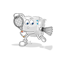 sugar cube playing badminton illustration. character vector