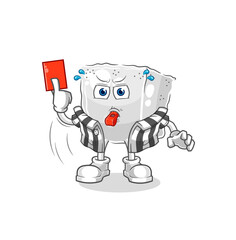 sugar cube referee with red card illustration. character vector
