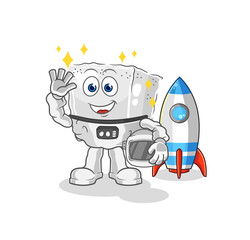 sugar cube astronaut waving character. cartoon mascot vector