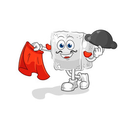sugar cube matador with red cloth illustration. character vector