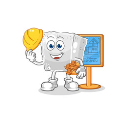 sugar cube Architect illustration. character vector