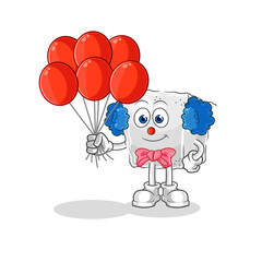 sugar cube clown with balloons vector. cartoon character