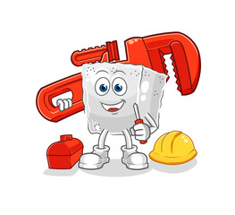 sugar cube plumber cartoon. cartoon mascot vector