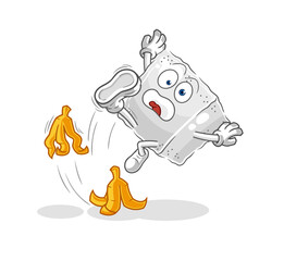 sugar cube slipped on banana. cartoon mascot vector