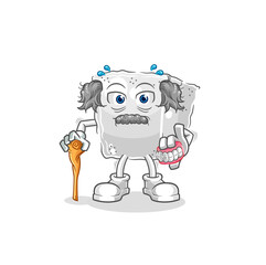 sugar cube white haired old man. character vector