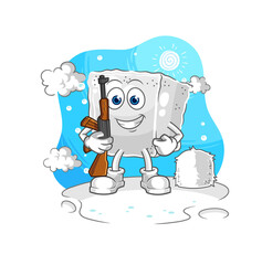 sugar cube soldier in winter. character mascot vector
