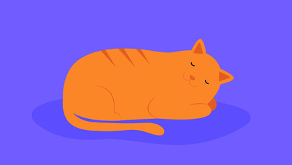 Red cat sleeps sweetly