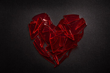 broken glass with drawn heart