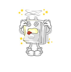 light switch dizzy head mascot. cartoon vector