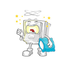 light switch yawn character. cartoon mascot vector