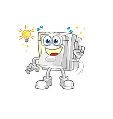 light switch got an idea cartoon. mascot vector