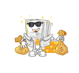 light switch rich character. cartoon mascot vector