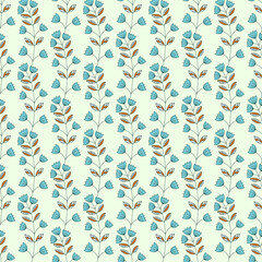 Fototapeta premium Vector seamless pattern with doodle hand drawn flowers. Beautiful stylised nature background. Boho seamless texture for textile, wallpaper, scrapbooking and wrapping paper.