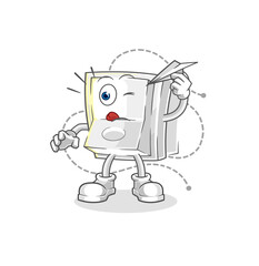 light switch with paper plane character. cartoon mascot vector