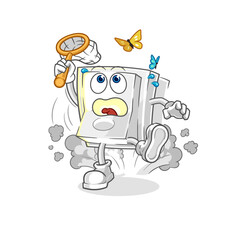 light switch catch butterfly illustration. character vector