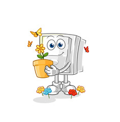 Obraz premium light switch with a flower pot. character vector