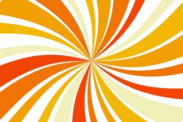 Cream, yellow, and orange sunburst twist pattern background. Vector illustration.
