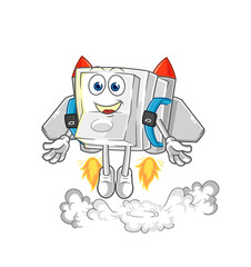 light switch with jetpack mascot. cartoon vector