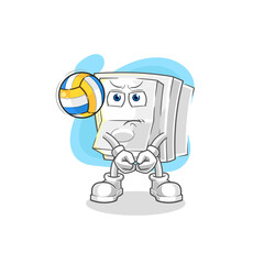 light switch play volleyball mascot. cartoon vector