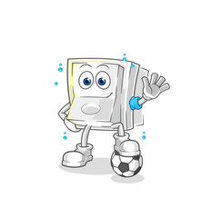 light switch playing soccer illustration. character vector
