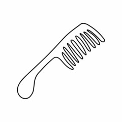 Hand drawn hair brush of hair care products for hairdresser isolated on white background. Doodle scallop for hairstyle in barbershop. Scribble adults and kids coloring page. Thin line design icon