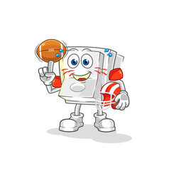 light switch playing rugby character. cartoon mascot vector