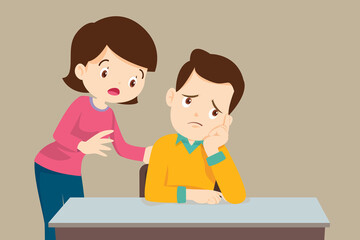 woman comforting a man having some trouble