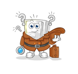 light switch detective vector. cartoon character